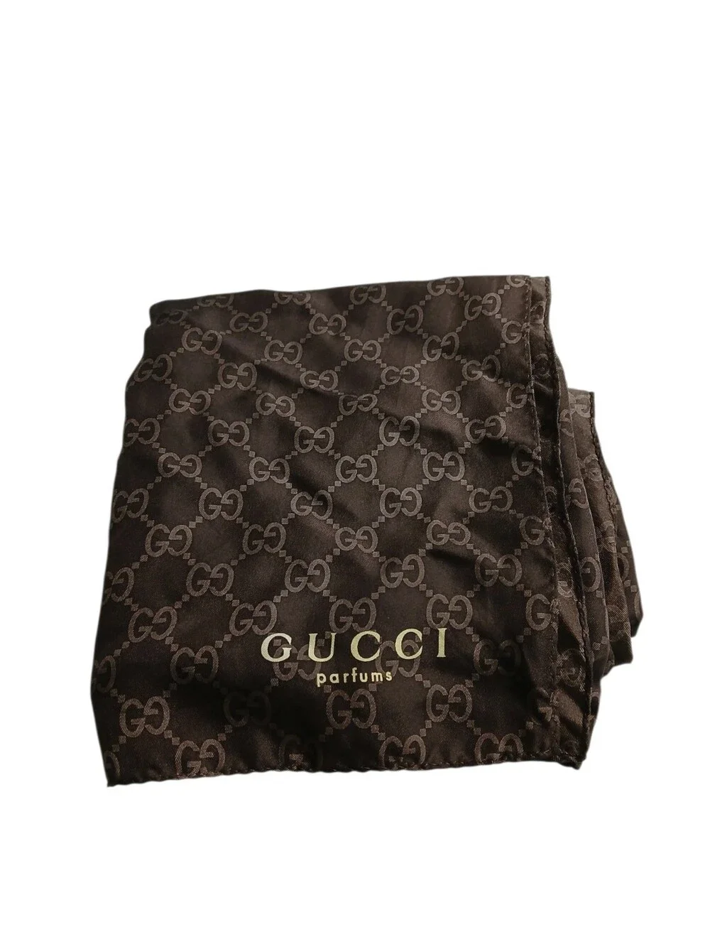 Gucci Parfum GG Monogram Silk Brown Scarf